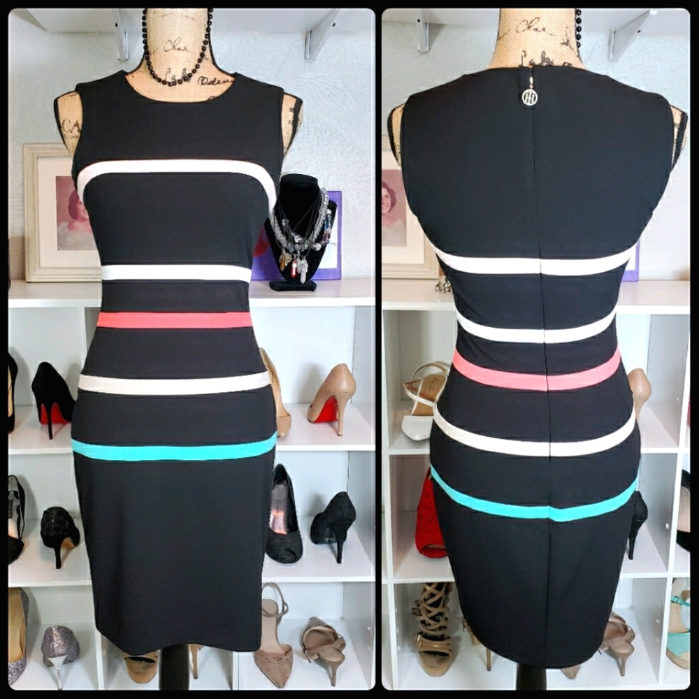 Tommy Hilfiger Color Block Fitted Dress - Timeless Elegance in Size 2
